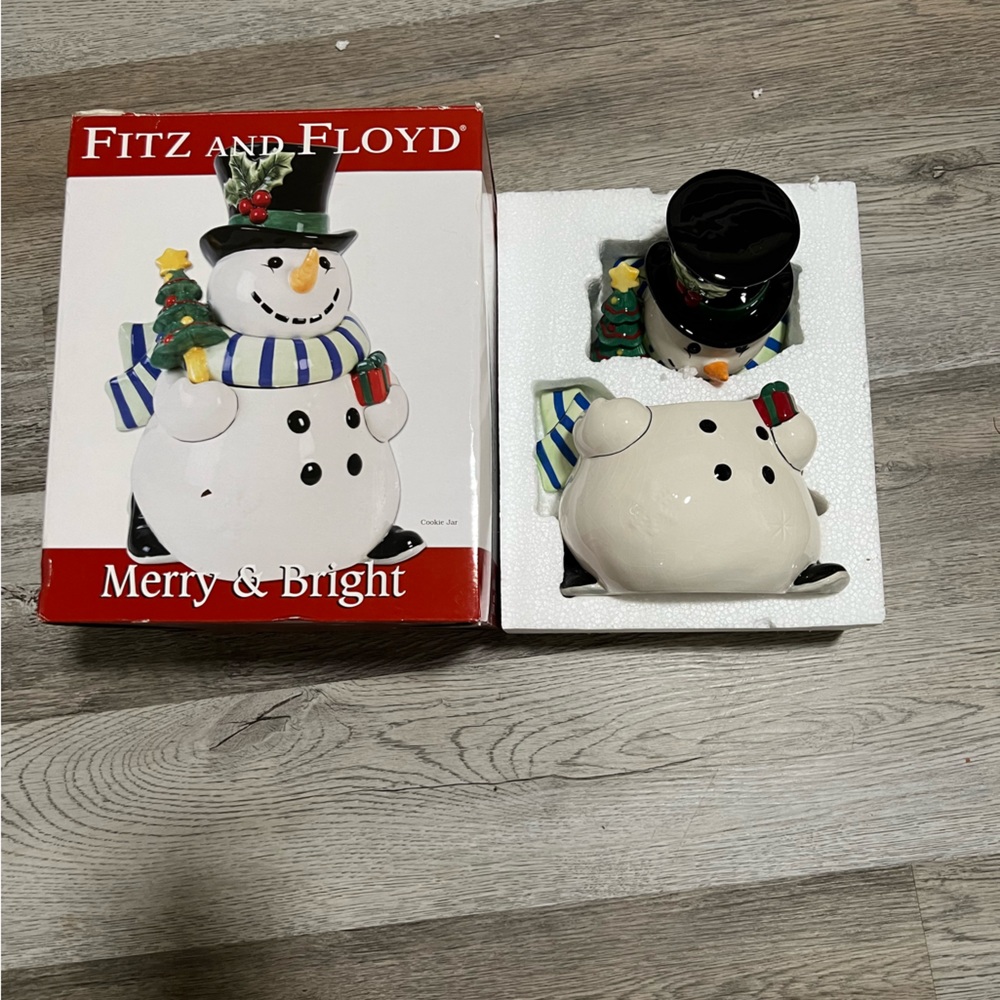 Fitz & Floyd 2011 Merry & Bright Snowman Cookie Jar
